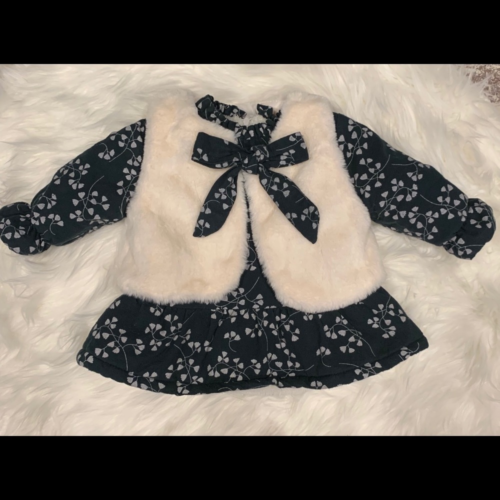 Plush winter dress & vest set